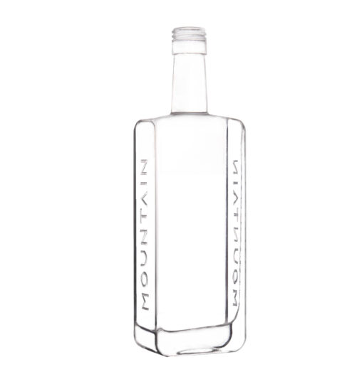 500ml Square Extra Flint Embossed Logo Glass Bottle