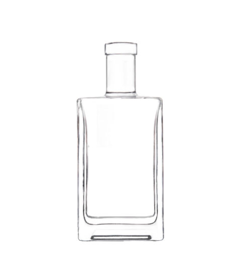 Customized 750ml Square Clear Transparent Glass Bottle