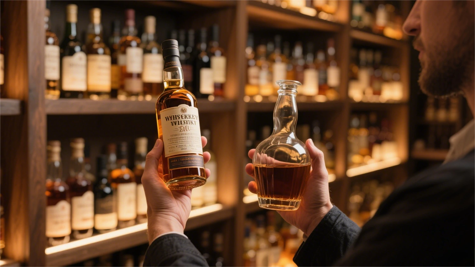 Most whiskey bottles, whether slim or wide-mouth, are made of glass.