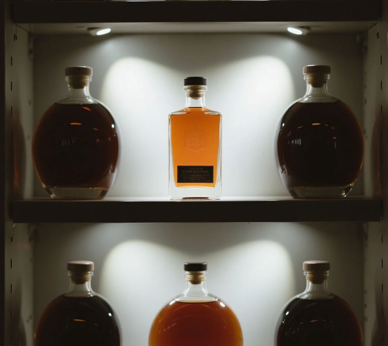 whiskey round customized glass bottle