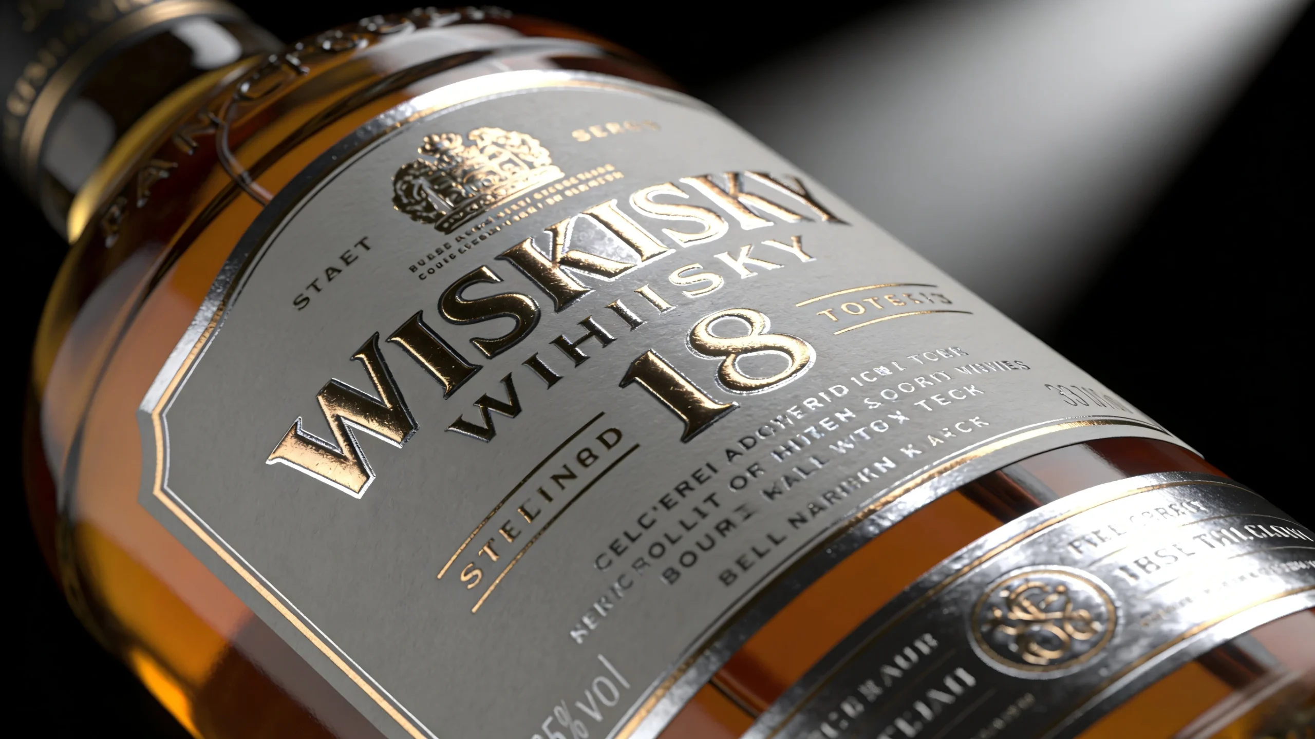 There are many finishing options you can choose for a custom whiskey bottle.