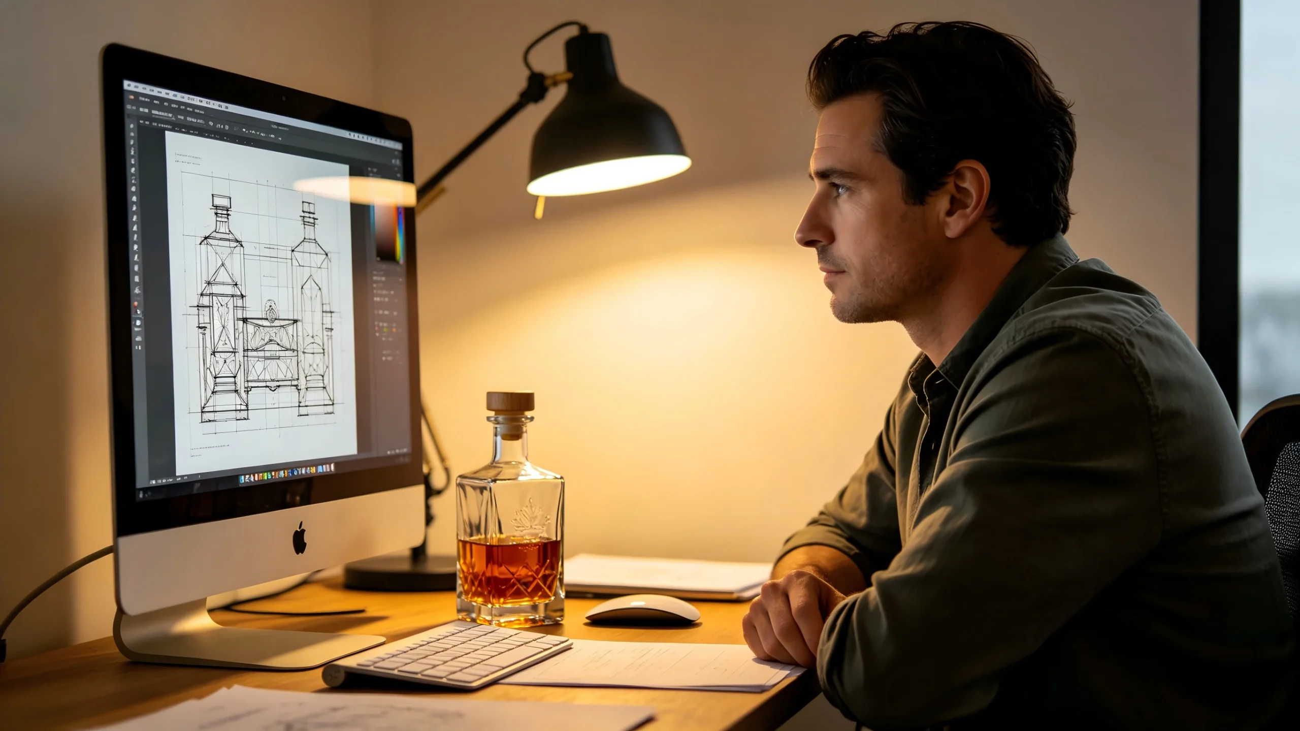 Custom Embossed Whiskey Glass Bottle