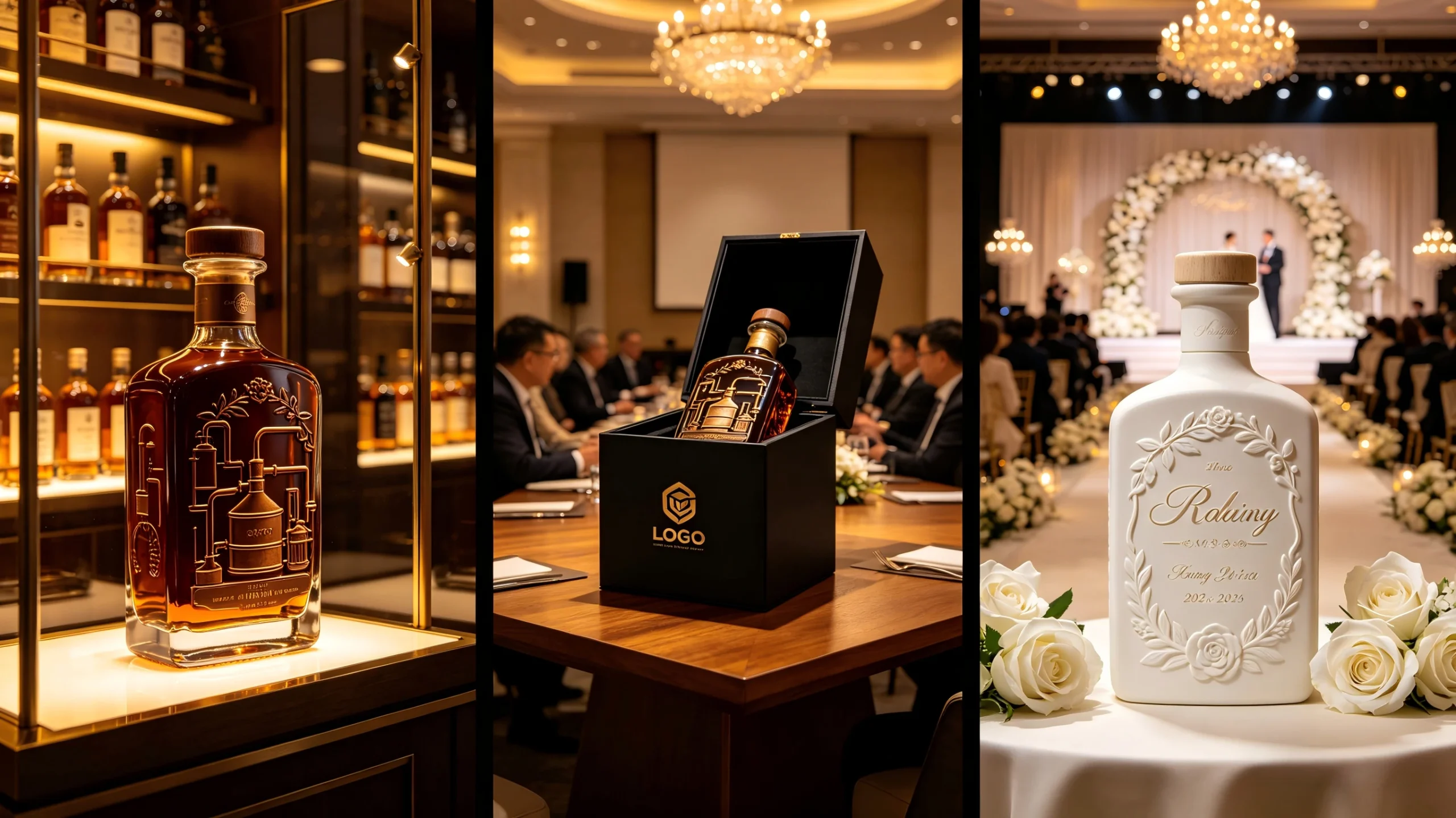 Custom Embossed Whiskey Glass Bottle