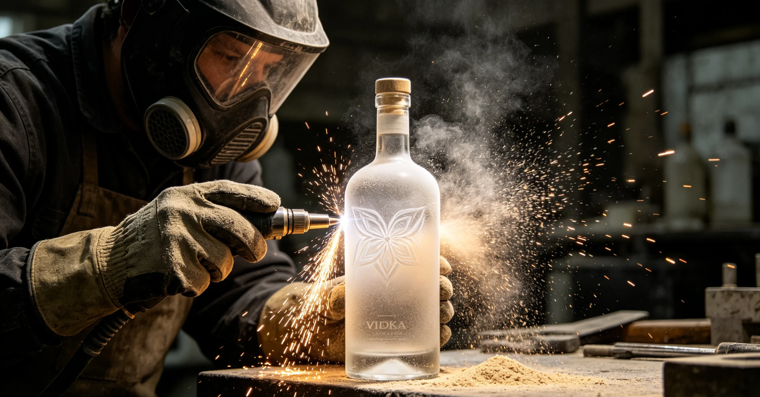 Custom Frosted Glass Vodka Bottle