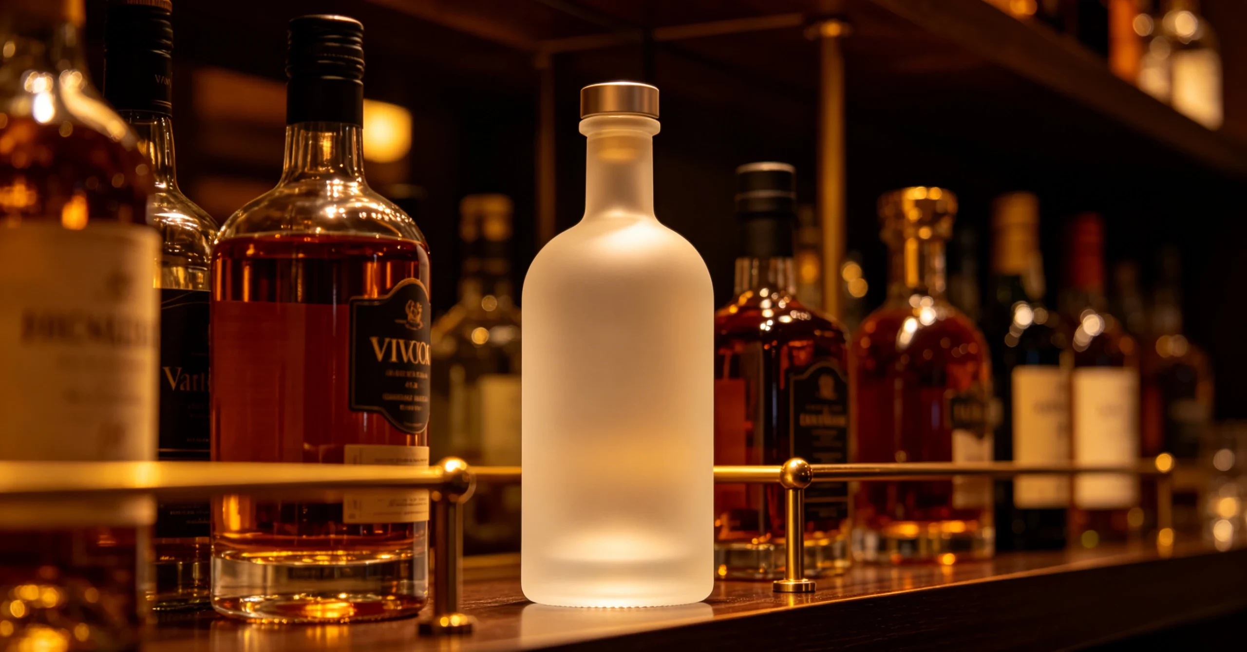 Custom Frosted Glass Vodka Bottle
